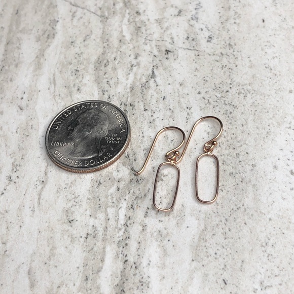 925 Sterling Silver Rose Gold Oval Dangle Earrings - Picture 12 of 16